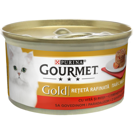 GOURMET GOLD Savoury Cake cu Vita si rosii, hrana umeda pentru pisici, 85 g [0]