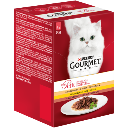 GOURMET MON PETIT cu Pui, Rata, Curcan in sos, hrana umeda pentru pisici, 6 x 50 g [0]