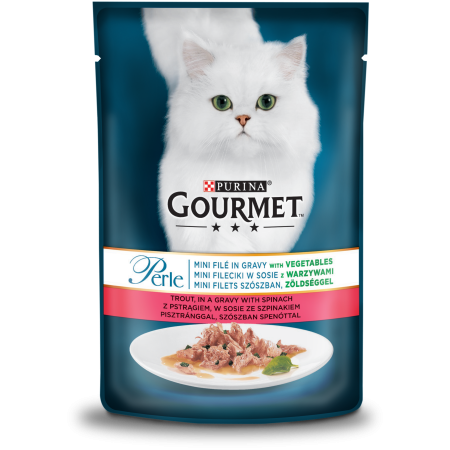 GOURMET PERLE cu Pastrav si Spanac in sos, hrana umeda pentru pisici, 85 g [0]