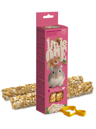 Hrană - Gustare cu orez pufos si nuci pentru hamsteri, sobolani, soareci si gerbilii Little One, 2 x 55g