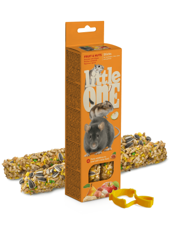 Hrană - Gustare cu fructe si nuci pentru hamsteri, sobolani, soareci si gerbilii Little One, 2 x 60g