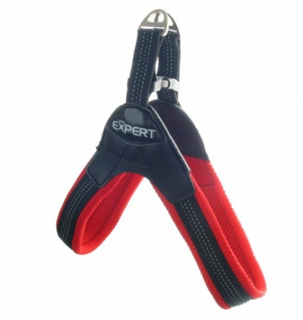 Hamuri - Ham pentru caini Pet Expert, marime M, 47 - 55 cm, negru cu rosu