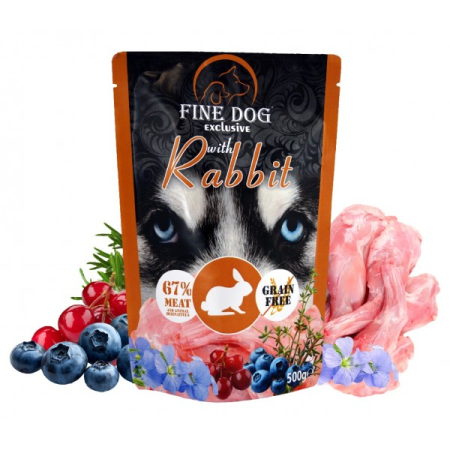 Hrană umedă - Hrana umeda pentru caini Fine Dog, cu Miel, Afine si Merisoare, Grain Free, 500g