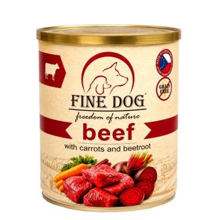 Hrană umedă - Hrana umeda pentru caini Fine Dog, Vita, morcorvi si sfecla, Grain Free, 800g