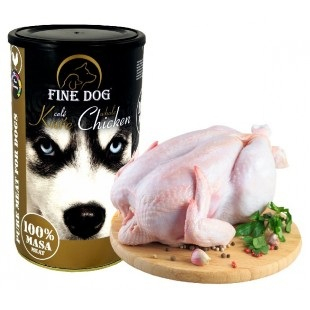 Hrană umedă - Hrana umeda pentru caini Fine Dog, Pui, 100% carne, 1200g