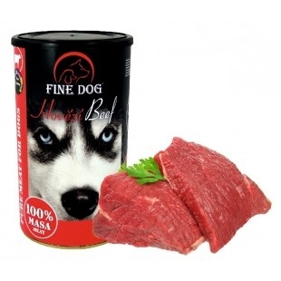 Hrană umedă - Hrana umeda pentru caini Fine Dog, Vita, 100% carne, 1200g