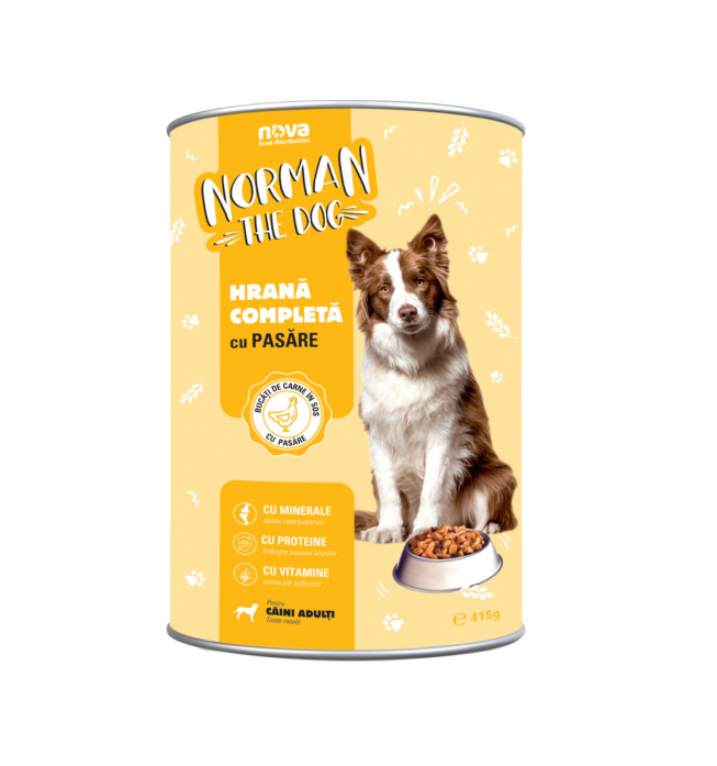 Hrană umedă - Hrana umeda pentru caini Norman, Pui, 24 x 415g