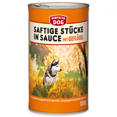 Câini - Hrana umeda pentru caini Perfecto Dog, Pasare in sos, 1240g