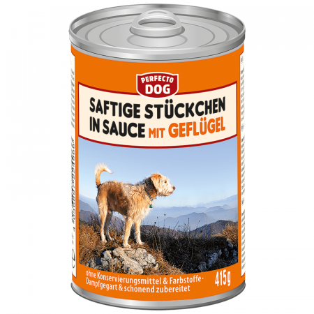 Hrană umedă - Hrana umeda pentru caini Perfecto Dog, Pasare in sos, 415g