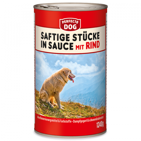 Hrană umedă - Hrana umeda pentru caini Perfecto Dog, Vita in sos, 1240g