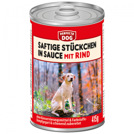 Câini - Hrana umeda pentru caini Perfecto Dog, Vita in sos, 415g