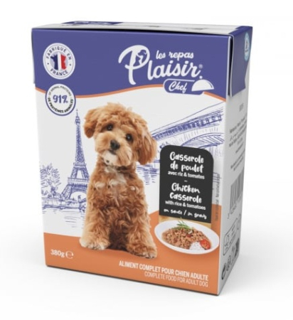 Hrană umedă - Hrana umeda pentru caini Plaisir Chef, File cu pui, orez si rosii, 12 x 380g
