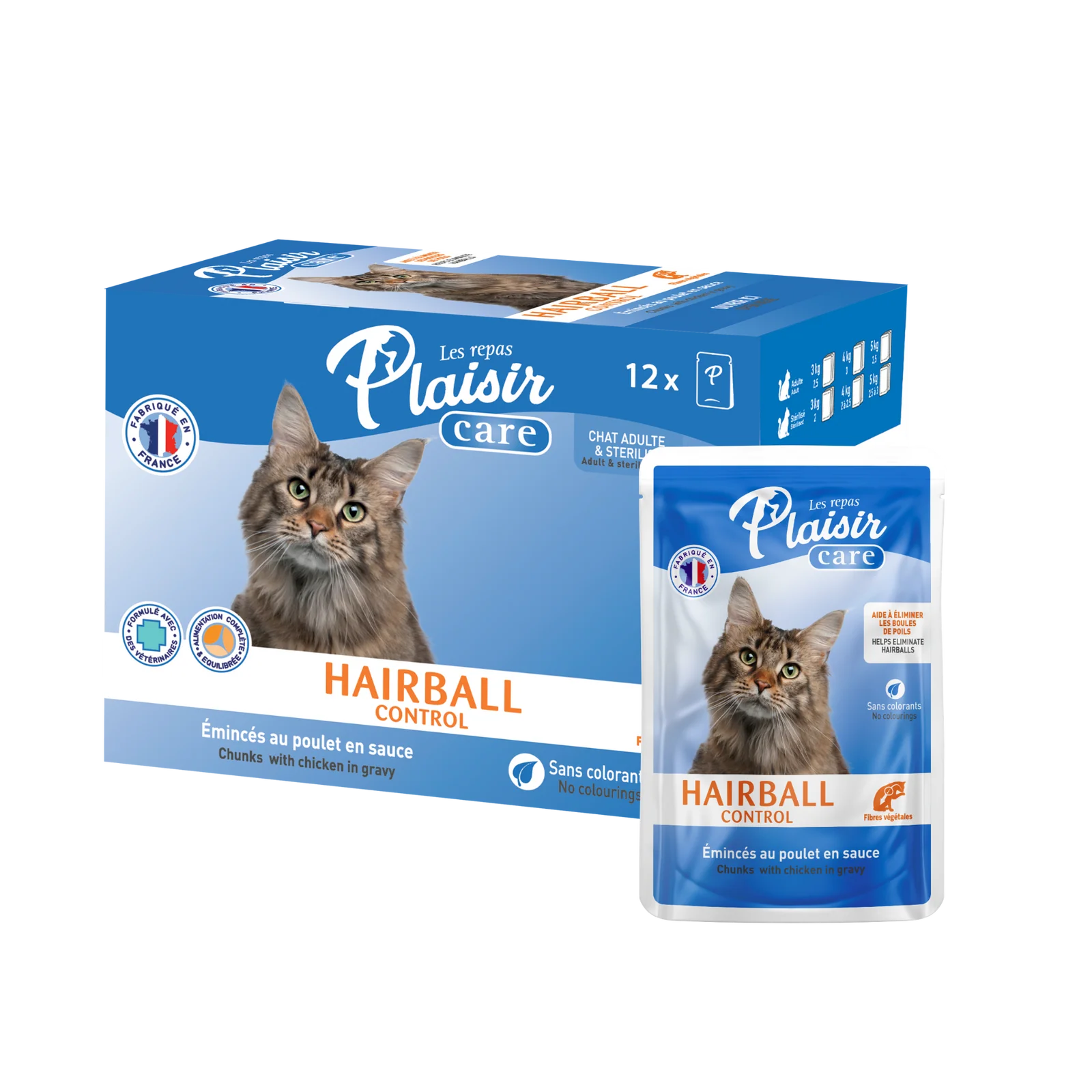Hrana umeda pentru pisici Plaisir Hairball Control, Pui, 12 x 85g [1]