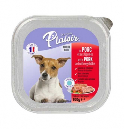Hrană umedă - Hrana umeda pentru caini Plaisir, Porc, 100g