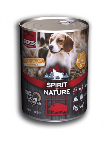 Promoții - Hrana umeda pentru caini Spirit of Nature, Mistret, Hipoalergenic, 75% carne, 415g