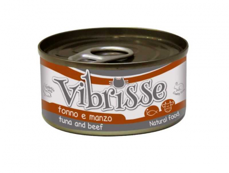 Pisici - Hrana umeda pentru pisici Croci Vibrisse Natural, Ton si vita, 70g