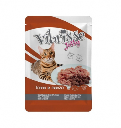 Hrană umedă - Hrana umeda pentru pisici Croci Vibrisse, Ton si vita in aspic, 18 x 70g