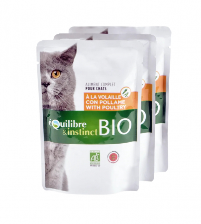 Hrană umedă - Hrana umeda pentru pisici Equilibre & Instinct, Bio, Pui si legume, 22 x 100g