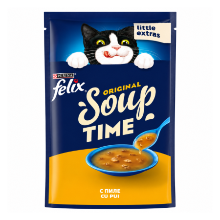 Pisici - Hrana umeda pentru pisici Felix Soup Time, Pui, 30 x 48g