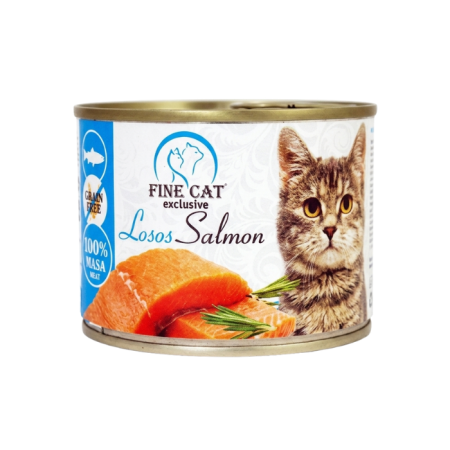 Hrană umedă - Hrana umeda pentru pisici Fine Cat Exclusive, 100% carne, cu Somon, 200g