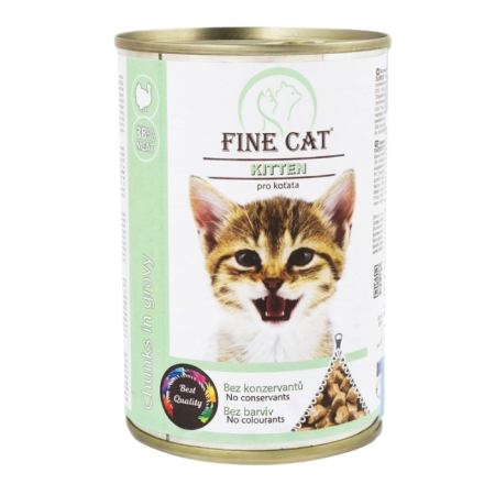 Hrană umedă - Hrana umeda pentru pisici Fine Cat Family Kitten, cu Curcan, 415g