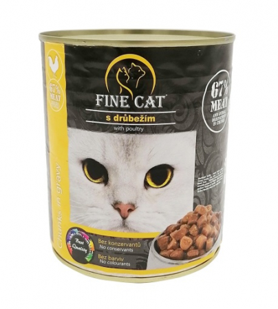 Pisici - Hrana umeda pentru pisici, Fine Cat, cu pui, 830 g