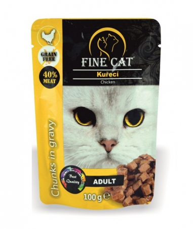 Pisici - Hrana umeda pentru pisici Fine Cat, Pui in sos, 100g