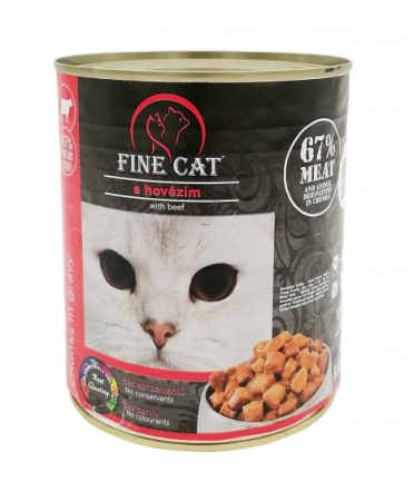Hrană umedă - Hrana umeda pentru pisici, Fine Cat, cu vita, 830 g