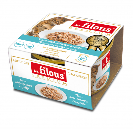 Hrana umeda pentru pisici Les Filous, Ton si creveti in jeleu, 6 x 85g [1]