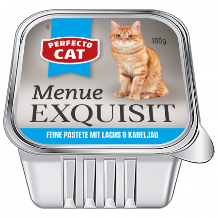 Hrană umedă - Hrana umeda pentru pisici Perfecto Cat Exquisit, Pate, somon si cod, 100g