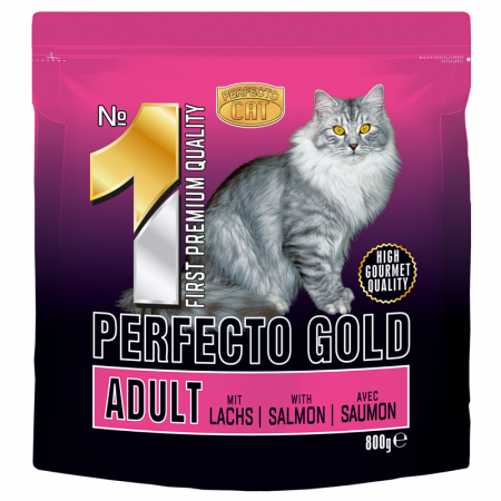 Hrană umedă - Hrana umeda pentru pisici Perfecto Cat Gold, Adult, somon, 800g