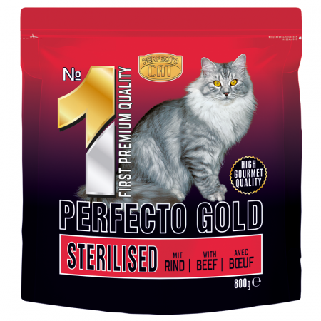 Pisici - Hrana umeda pentru pisici Perfecto Cat Gold, Adult, vita, 800g