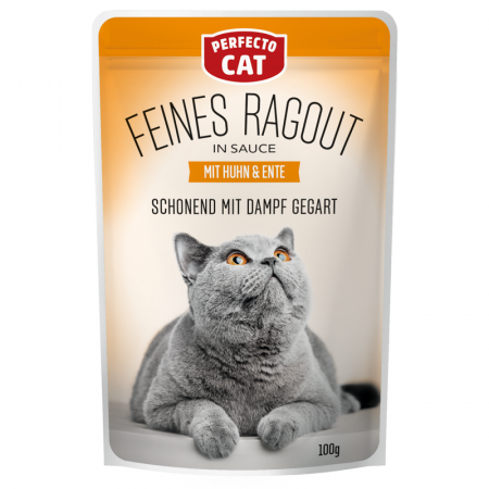 Pisici - Hrana umeda pentru pisici Perfecto Cat, Pui si rata, 100g