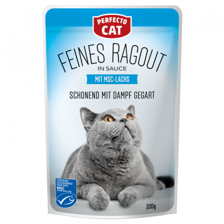 Pisici - Hrana umeda pentru pisici Perfecto Cat, Somon, 100g