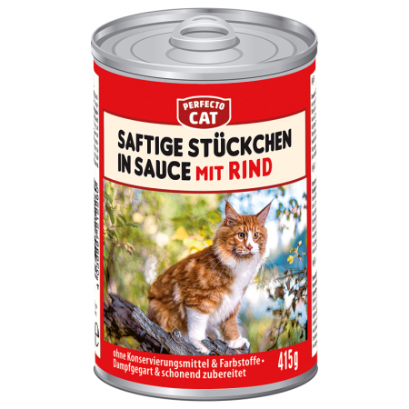 Hrană umedă - Hrana umeda pentru pisici Perfecto Cat, Vita, 415g