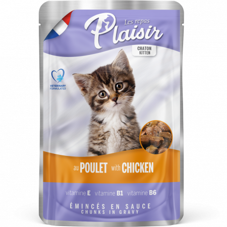 Hrană umedă - Hrana umeda pentru pisici Plaisir Kitten, Pui, 100g