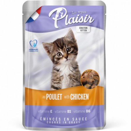Hrană umedă - Hrana umeda pentru pisici Plaisir Kitten, Pui, 22 x 100g