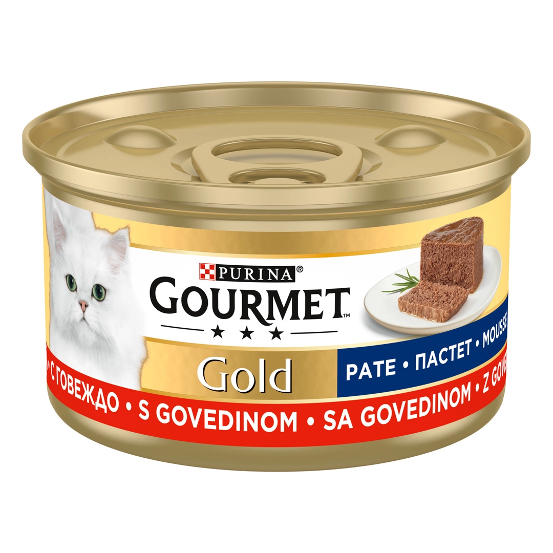 Hrană umedă - Hrana umeda pentru pisici Purina Gourmet Gold Mousse, Vita, 24 x 85g