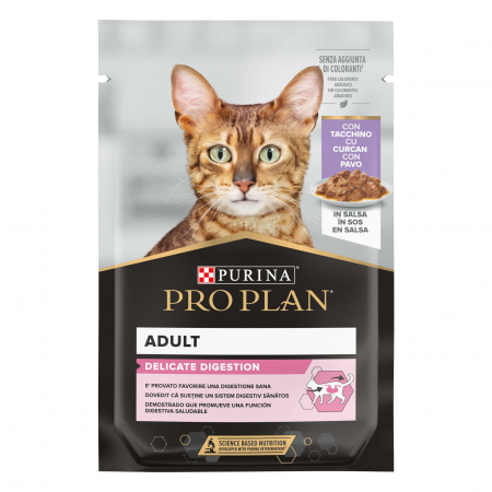 Hrană umedă - Hrana umeda pentru pisici Purina Pro Plan Delicate Digestion, Curcan, 26 x 85g