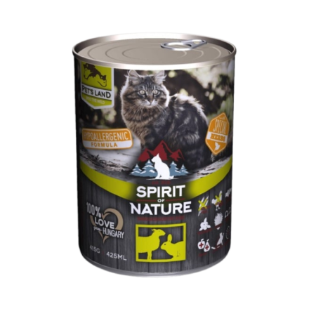 Hrană umedă - Hrana umeda pentru pisici Spirit of Nature, Miel si iepure, Hipoalergenic, 75% carne, 6 x 415g