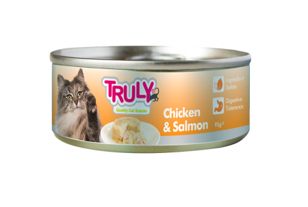 Hrană umedă - Hrana umeda pentru pisici Truly, Pui si somon, 95g