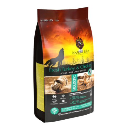 Hrana uscata pentru caini Ambrosia Adult, Curcan proaspat si pui, hipoalergenic, fara cereale, 12kg [0]