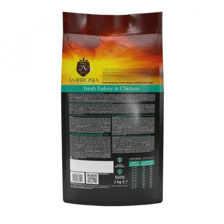 Hrana uscata pentru caini Ambrosia Adult, Curcan proaspat si pui, hipoalergenic, fara cereale, 12kg [3]