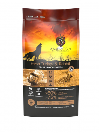 Hrana uscata pentru caini Ambrosia Adult, Curcan si iepure, hipoalergenic, fara cereale, 2kg [2]