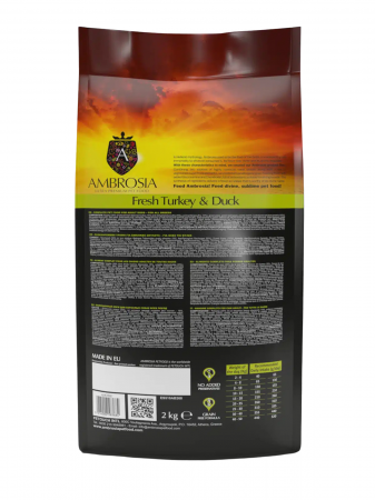 Hrana uscata pentru caini Ambrosia Adult, Curcan si rata, hipoalergenic, fara cereale, 12kg [3]