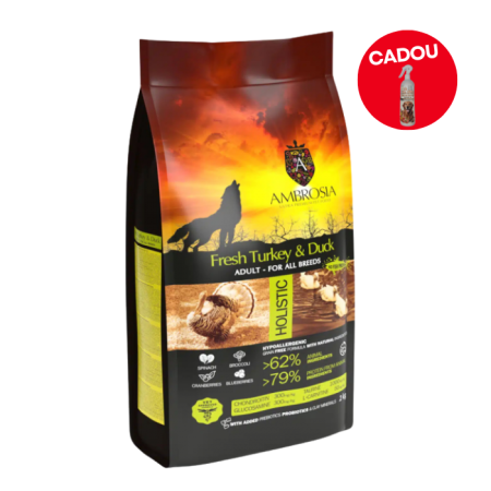 Hrană uscată - Hrana uscata pentru caini Ambrosia Adult, Curcan si rata, hipoalergenic, fara cereale, 12kg