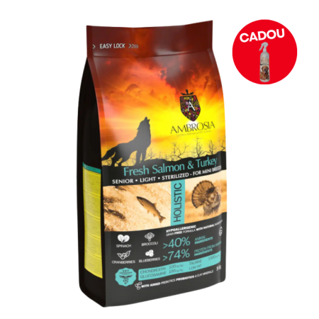 Hrana uscata pentru caini Ambrosia Adult Mini Senior Steril, Somon si curcan, hipoalergenic, fara cereale, 5kg [0]