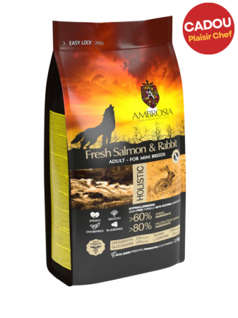 Hrană uscată - Hrana uscata pentru caini Ambrosia Adult Mini, Somon si iepure, hipoalergenic, fara cereale, 5kg