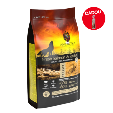 Hrana uscata pentru caini Ambrosia Adult Mini, Somon si iepure, hipoalergenic, fara cereale, 5kg [0]