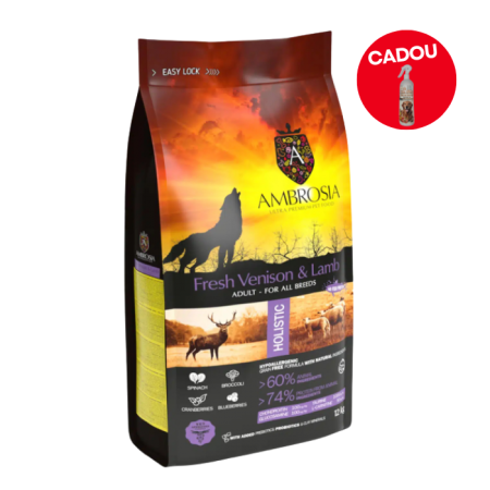 Hrană uscată - Hrana uscata pentru caini Ambrosia Adult, Vanat si miel, hipoalergenic, fara cereale, 12kg